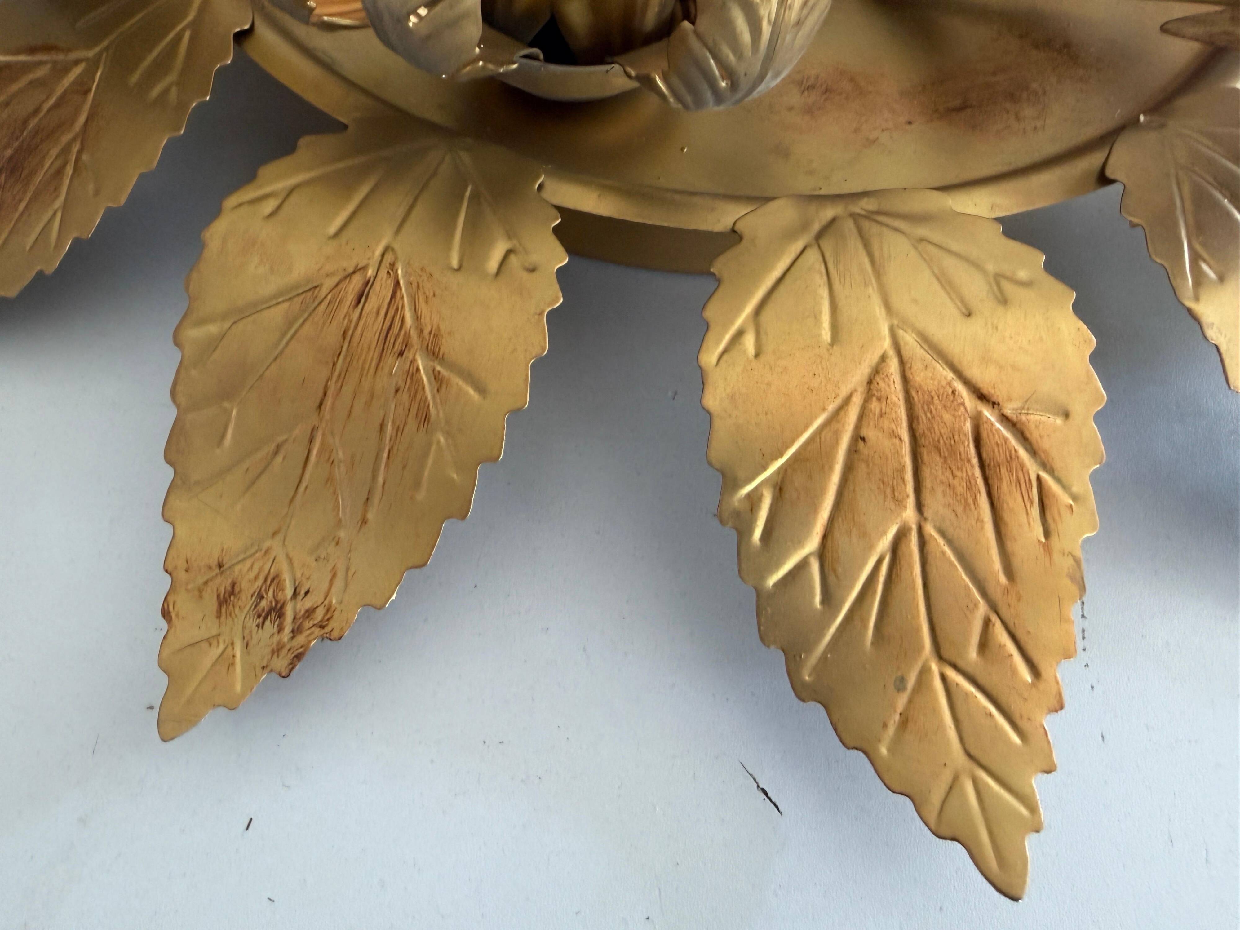 Three-arm flush lamp, brass, Design/One, 1960s, Germany