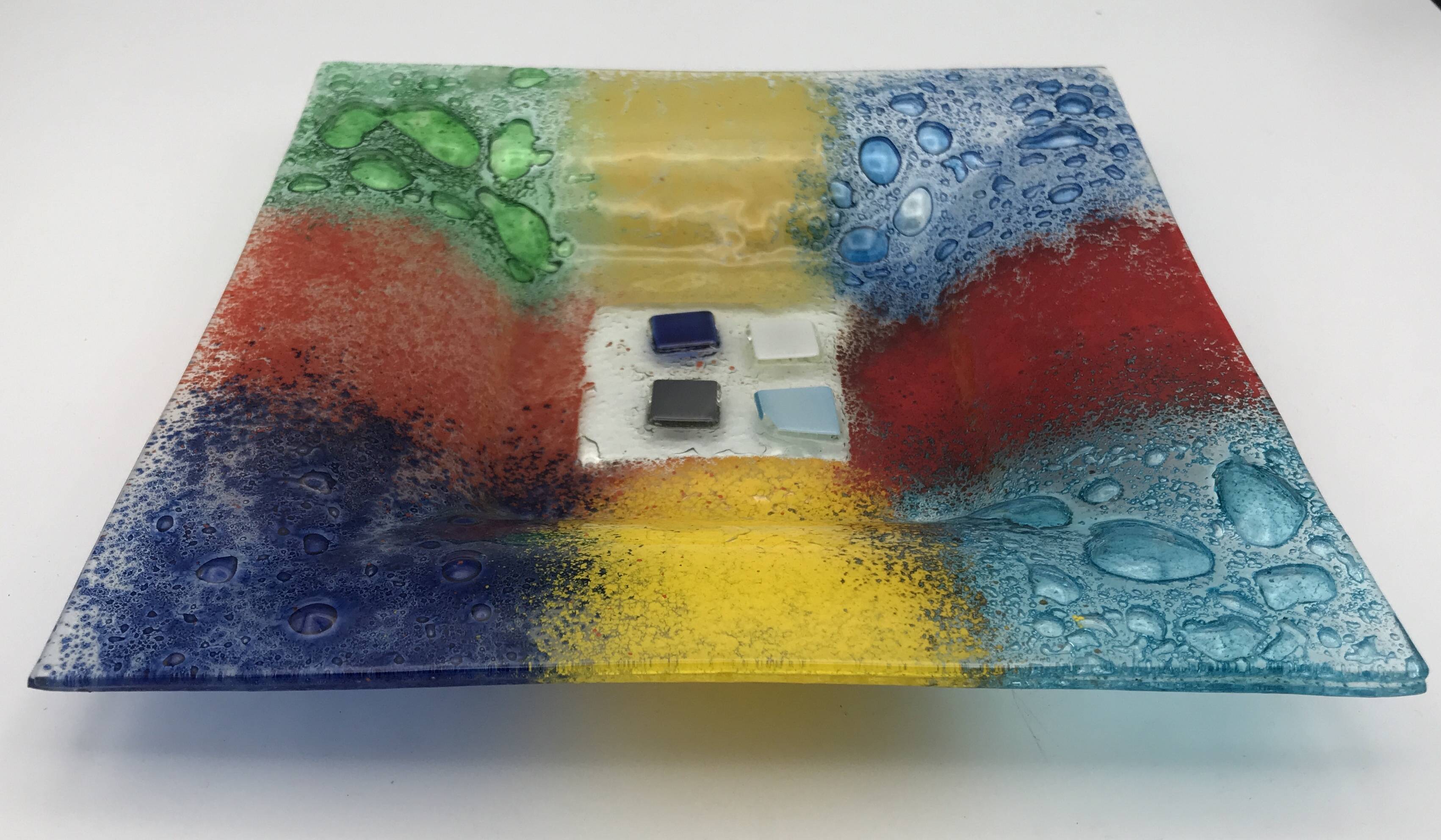Murano art glass pocket tray, color blocks