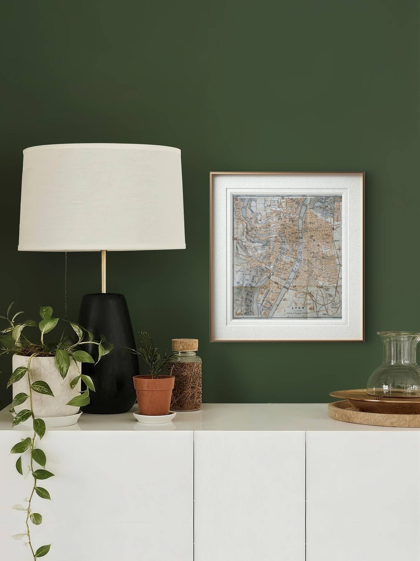 Ancien plan de Lyon - France - 1906 | Décoration murale vintage