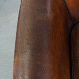 Cognac-Colored Vintage Sheepskin Leather Club Armchair