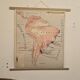 Old geography map / school map South America North America
