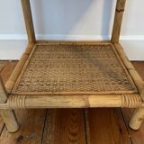 Antique rattan bedside table with vintage drawer