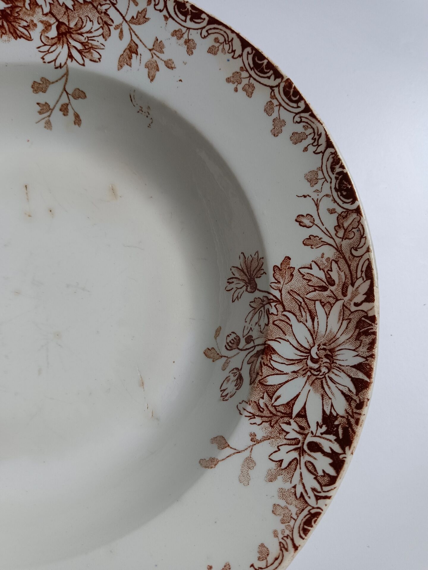 Large deep plate Terre de fer Gien Autumn