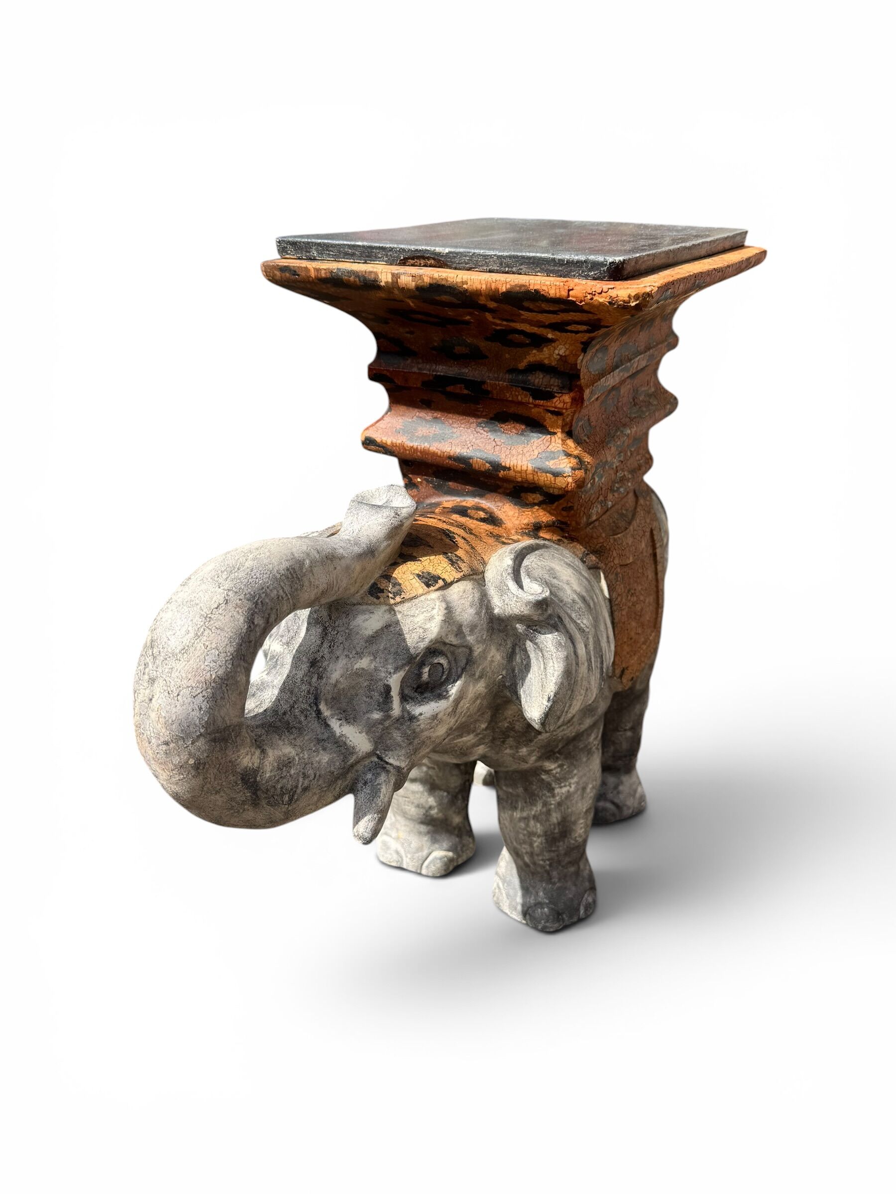Elephant side table – leopard pattern – Jansen style 1970
