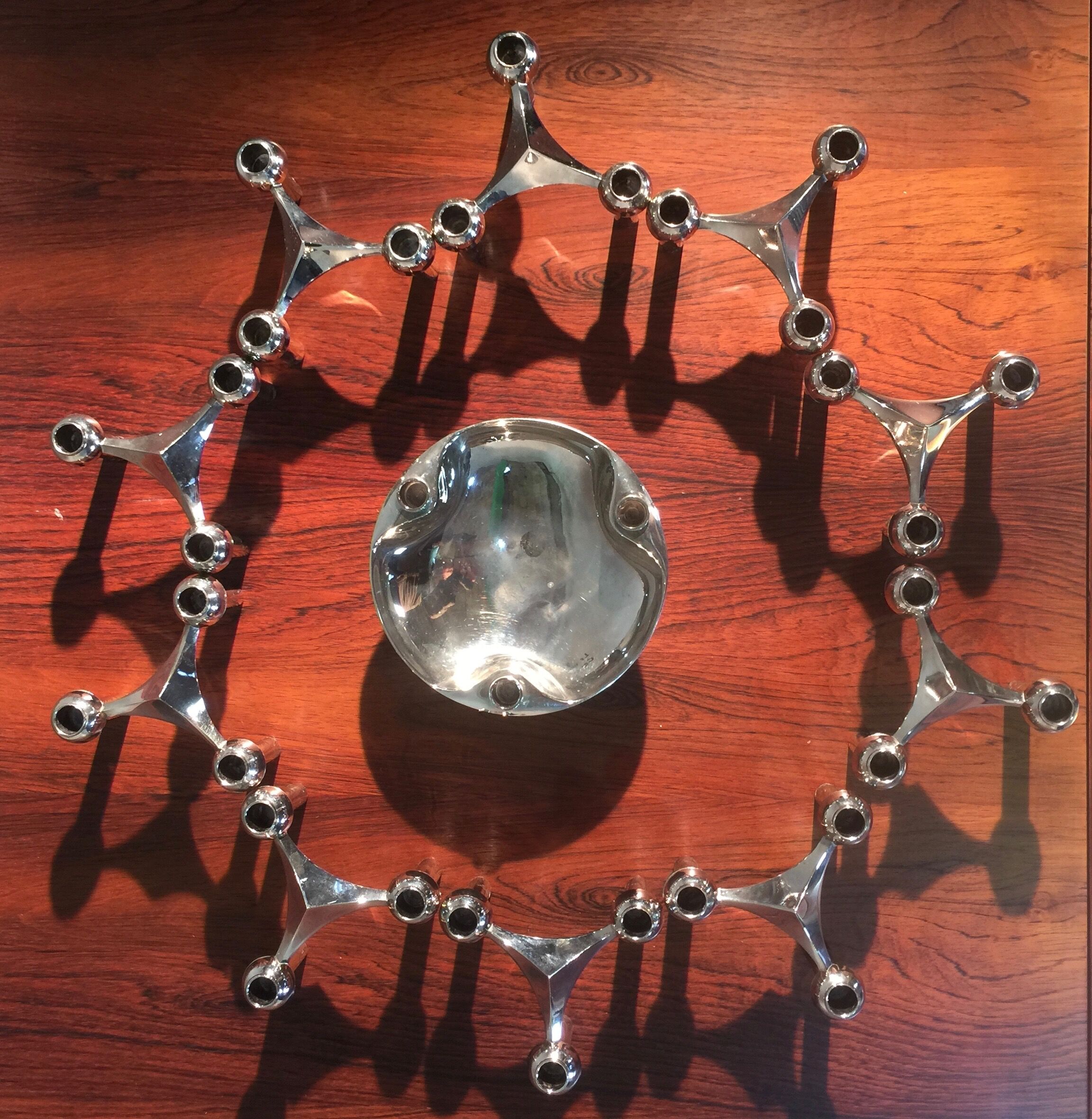 Set of 10 candlesticks and 1 Nagel cup