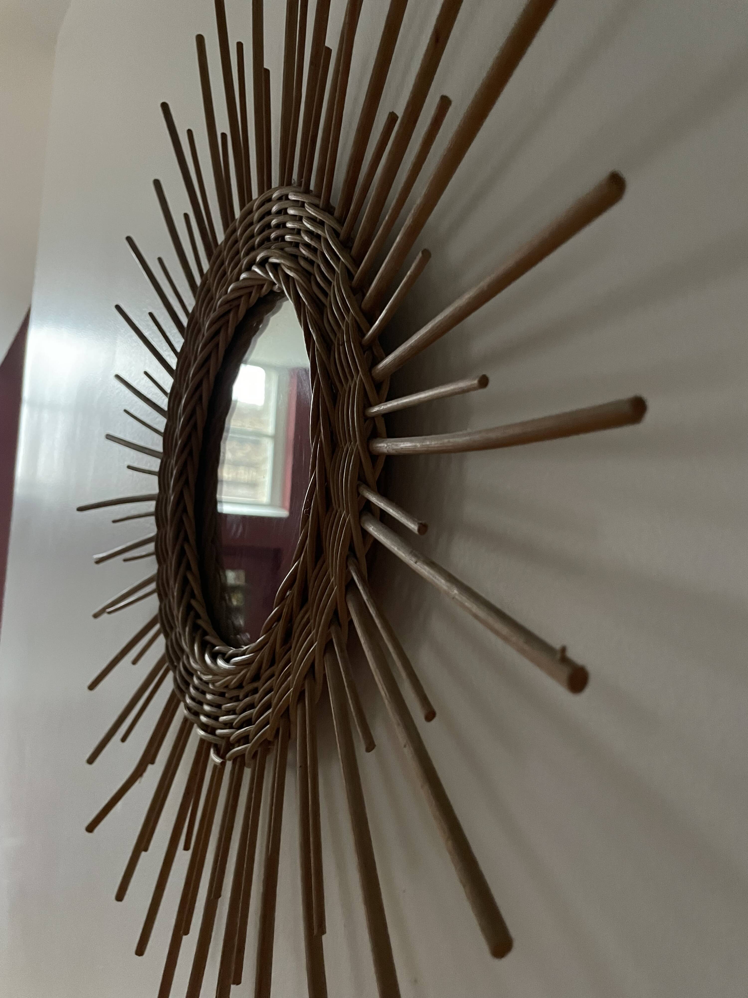 Miroir soleil rotin