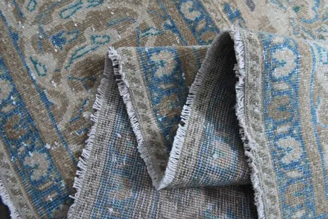 1970s Vintage Persian Handmade Wool Cotton Beige Area Rug 292x396