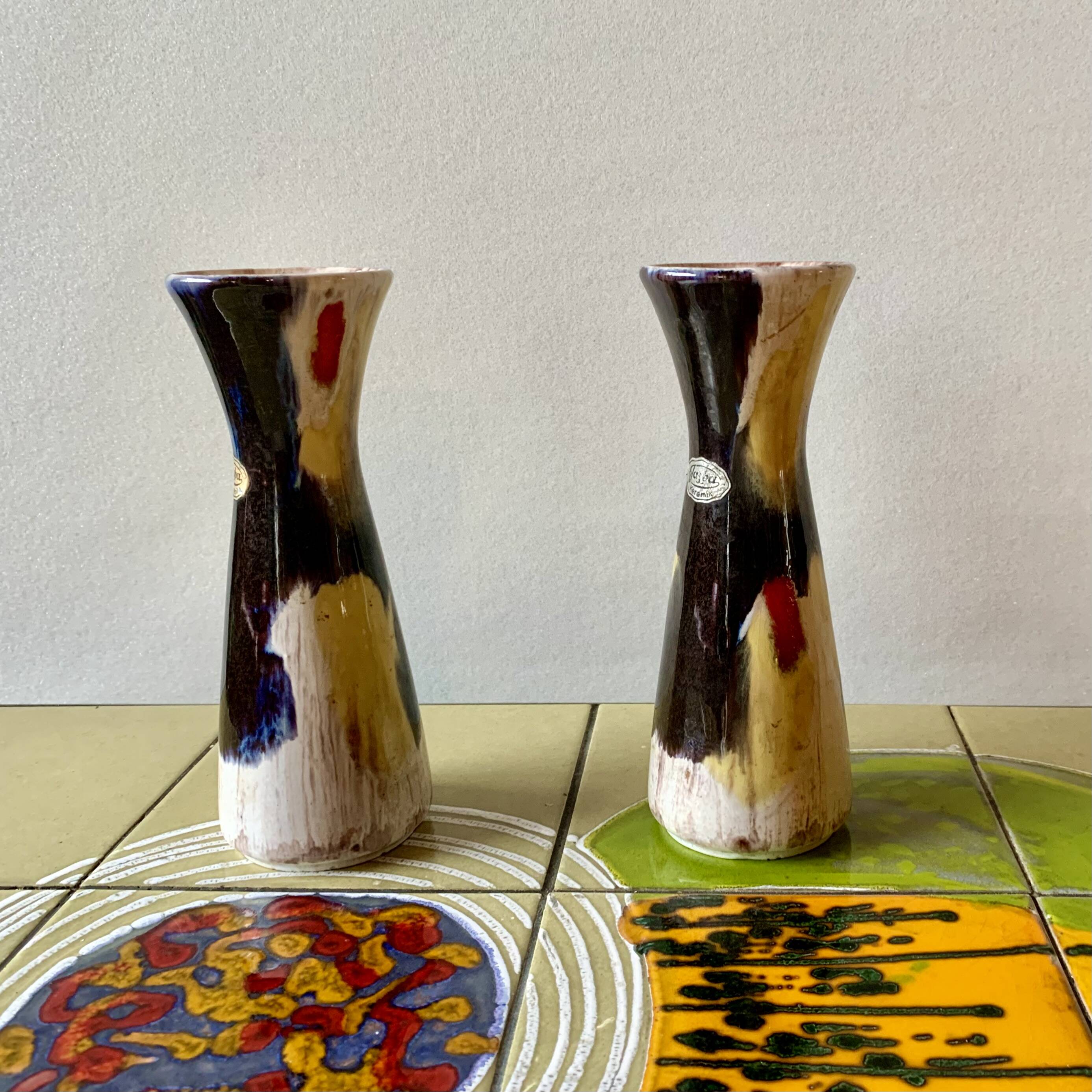 Pair of vintage Jasba Keramik diabolo vases - West Germany 602/19