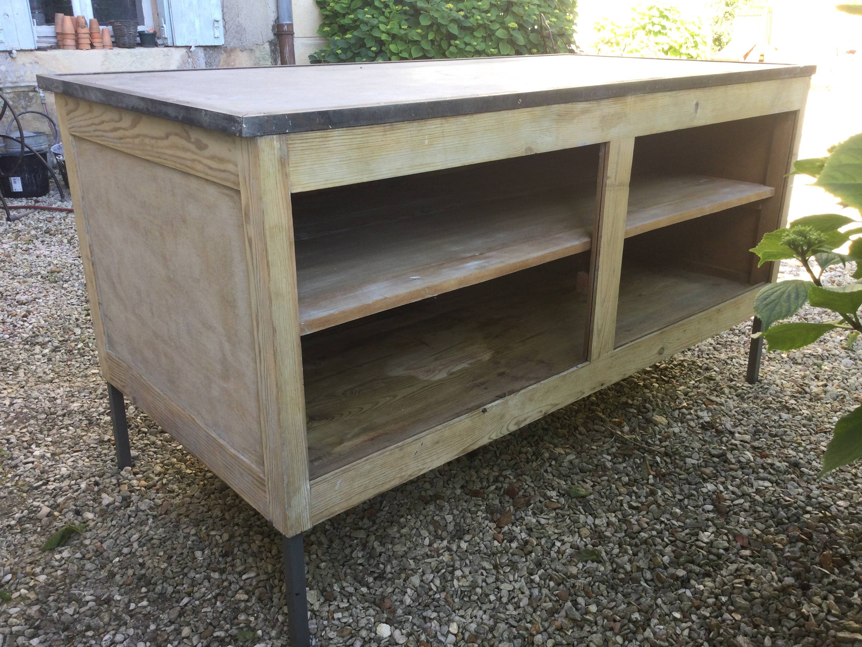 Antique workshop cabinet with sliding doors