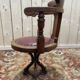 Fauteuil de bureau de bateau en acajou tournant