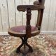 Fauteuil de bureau de bateau en acajou tournant