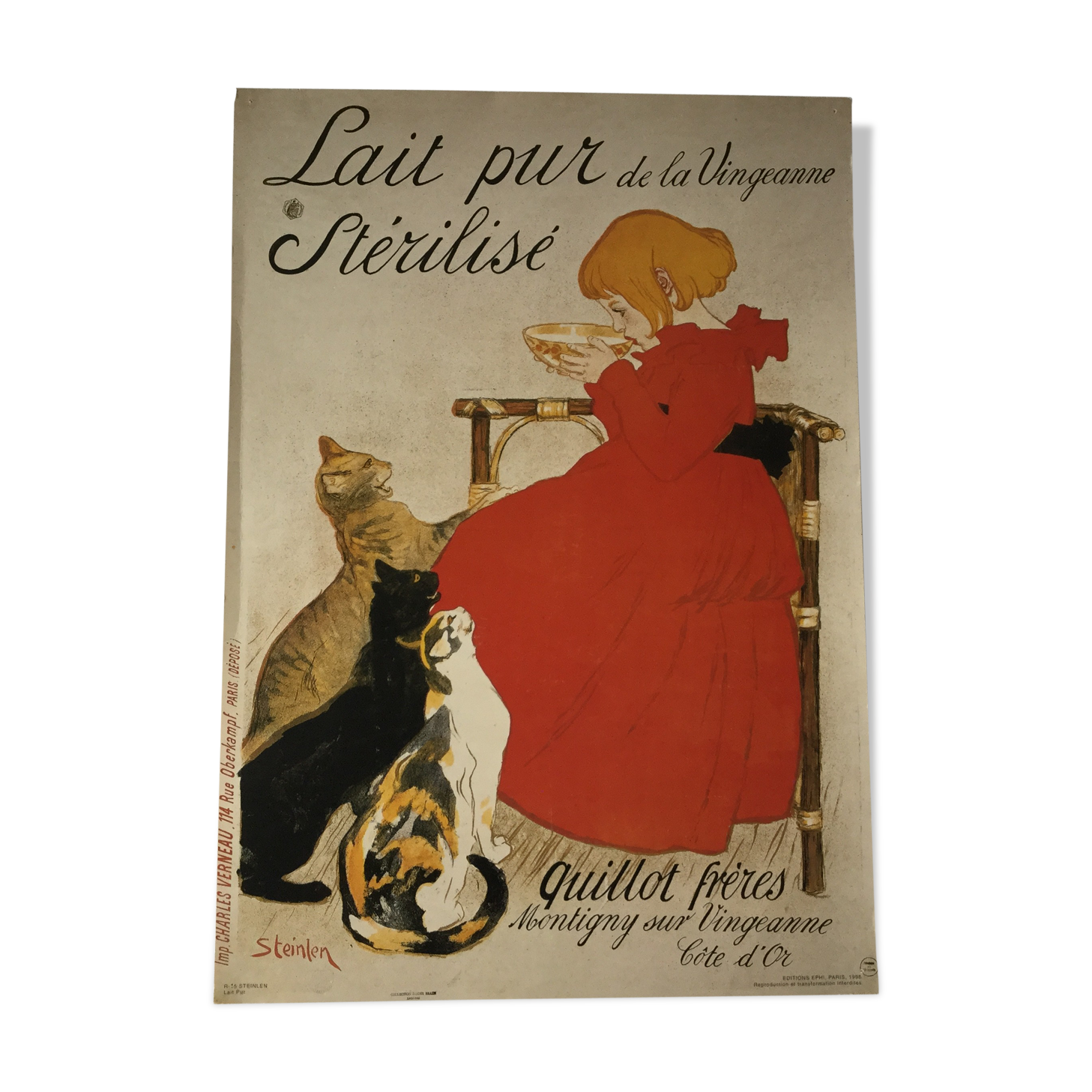 Advertising poster Pure Milk of Vingeanne sterilized Quillot brothers