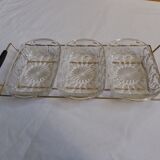 Aperitif serving tray with 3 glass ramekins