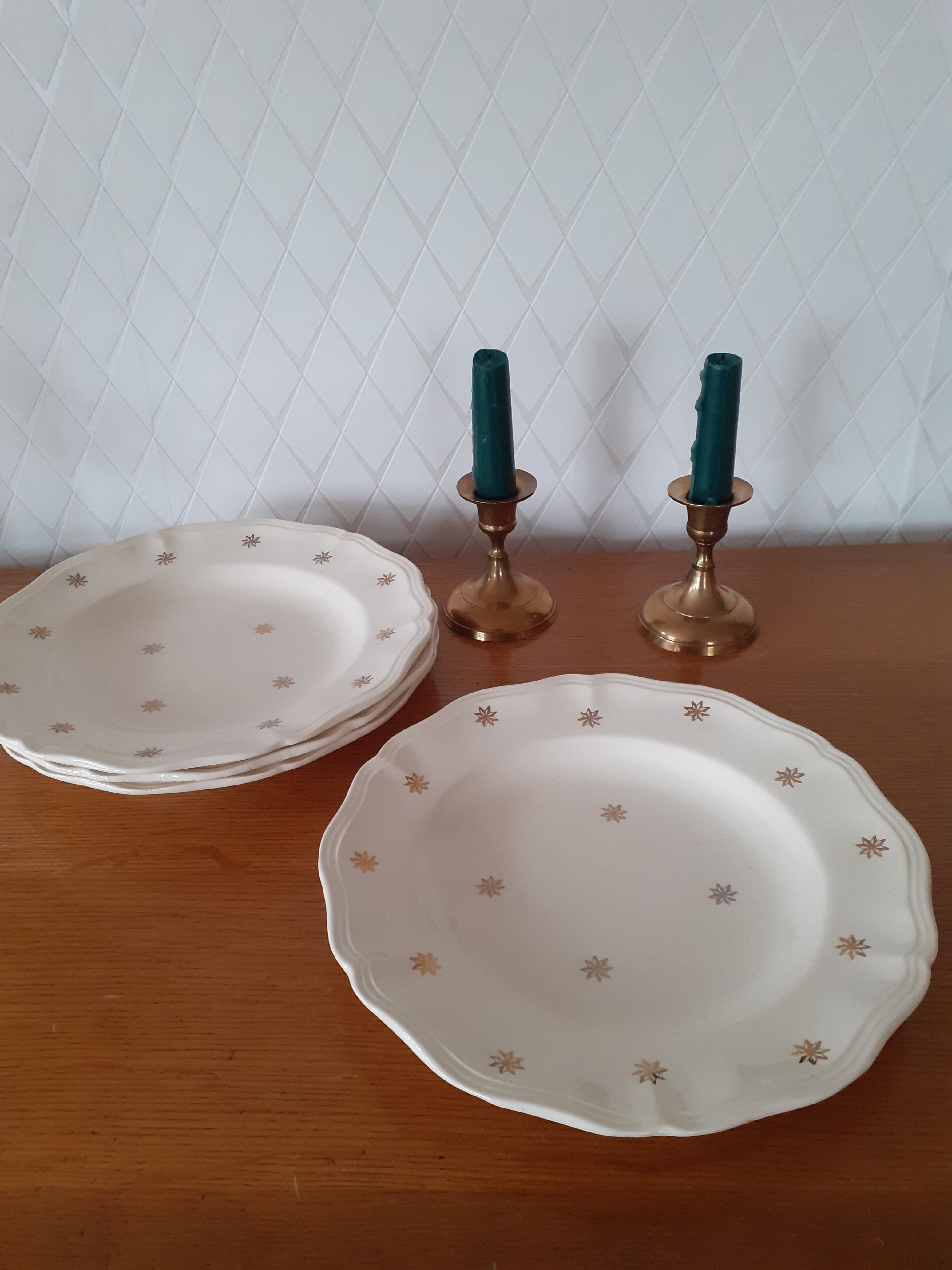 Set of 4 plates Sarreguemines golden stars