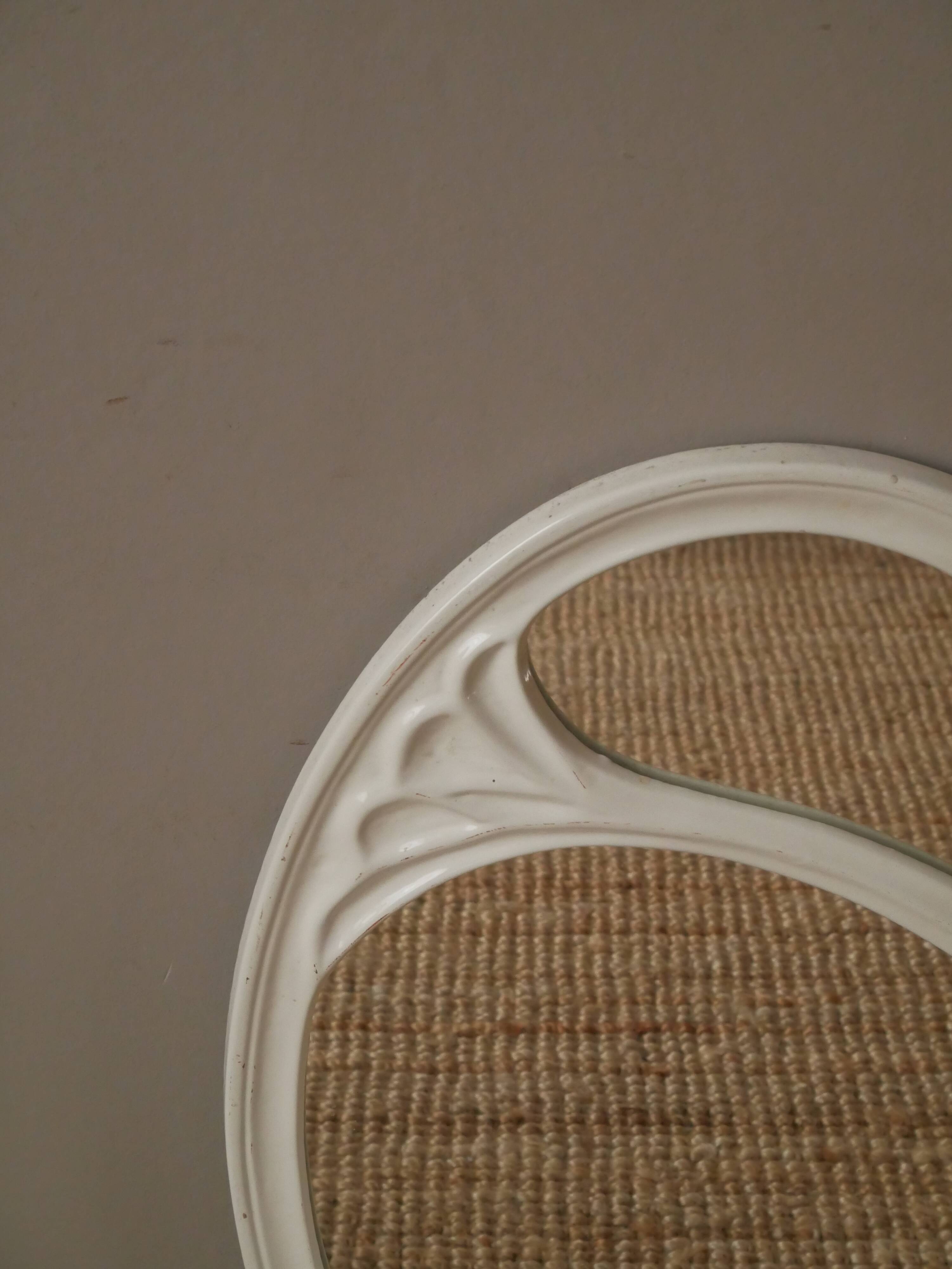 Art Deco mirror in white cast iron