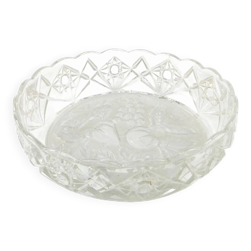 Bol à fruits Art Déco, verre pressé, Niemen Glassworks, Pologne, années 1930