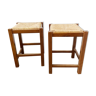 Tabouret en bois avec tresse de panier