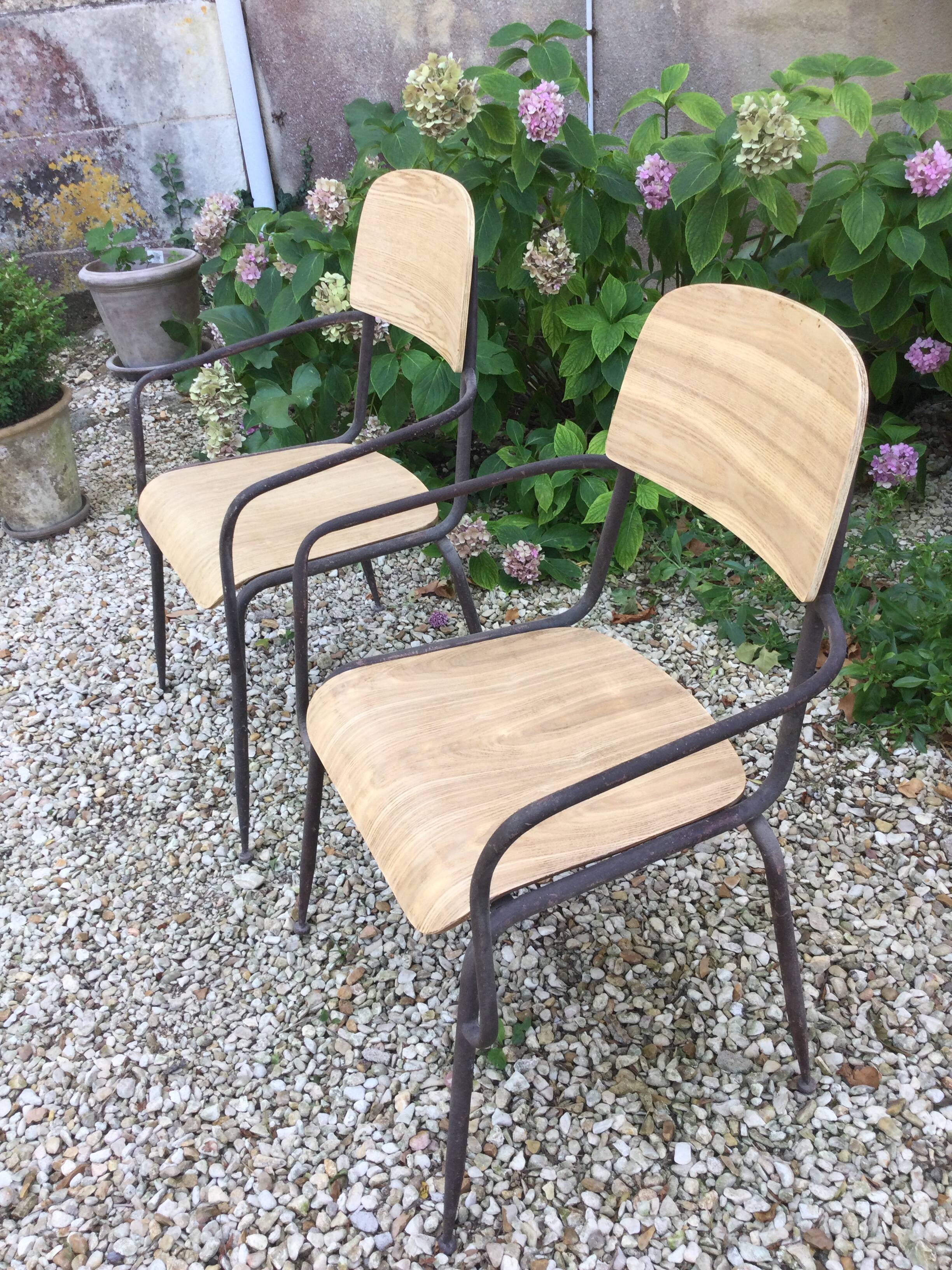 Lot de 6 chaises bois et fer
