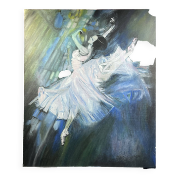 Acrylic Painting or Oil on canvas Dancer, little rat! signed Esseau