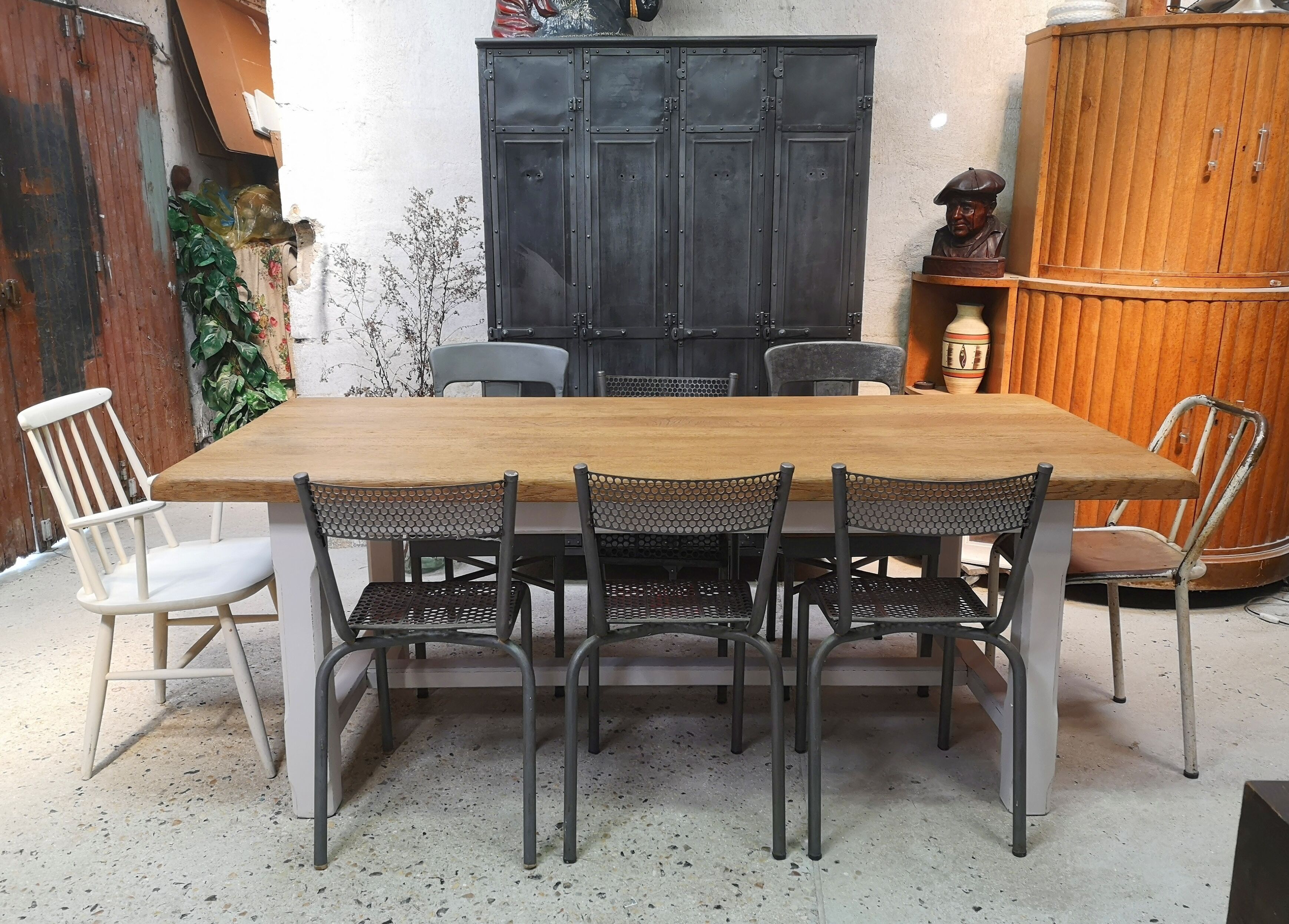 Dining table farmhouse oak old patina shabby chic gustavian
