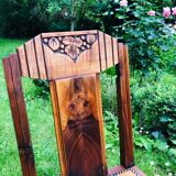 Pair of vintage art deco chairs in wood and camel Skai