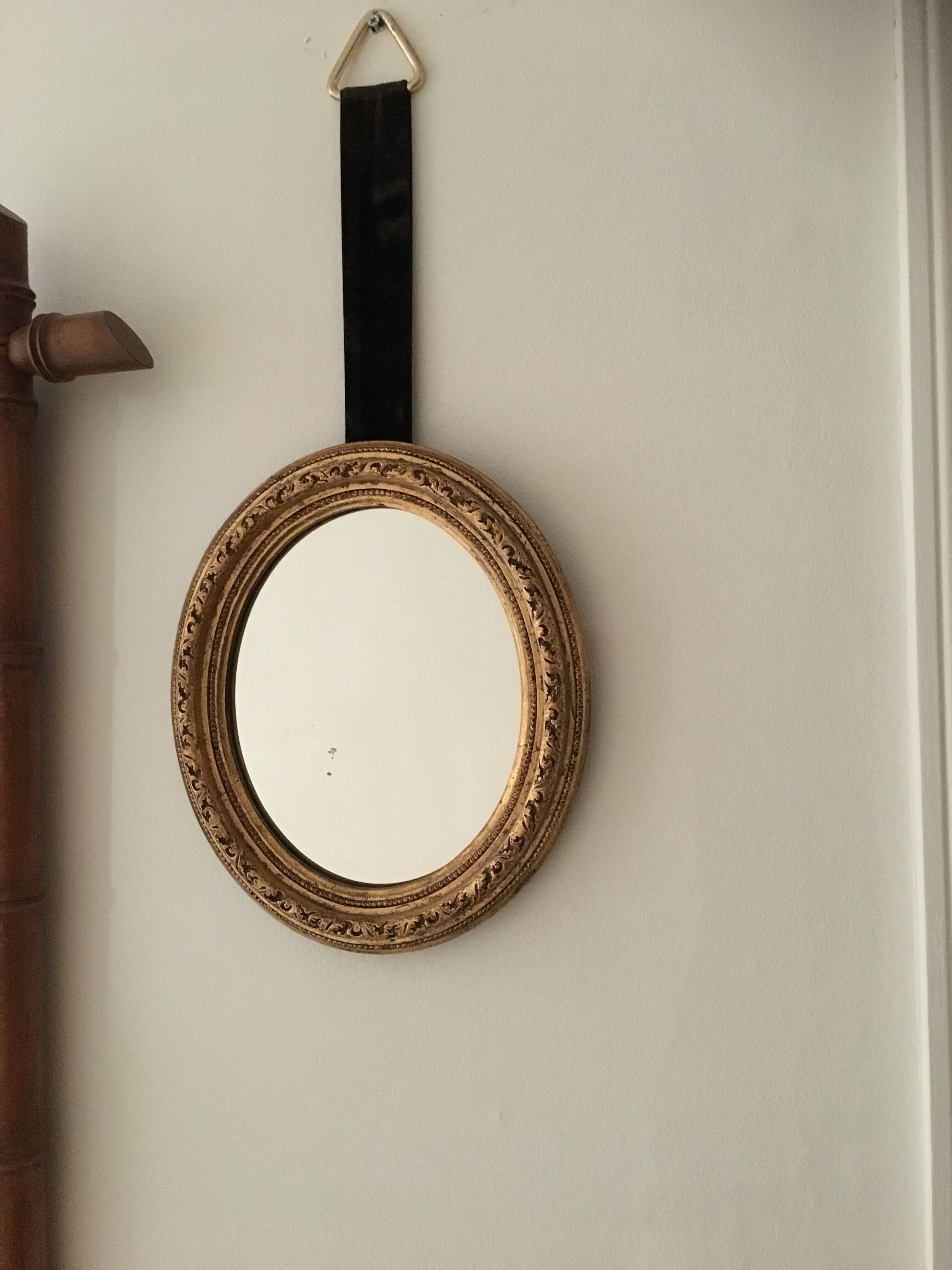 Oval wall mirror frame Golden plaster 22cm