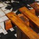 Ancienne table console de ferme en bois massif