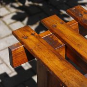 Old farmhouse console table made of solid wood.