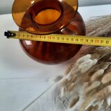 Orange vase in bubbled glass