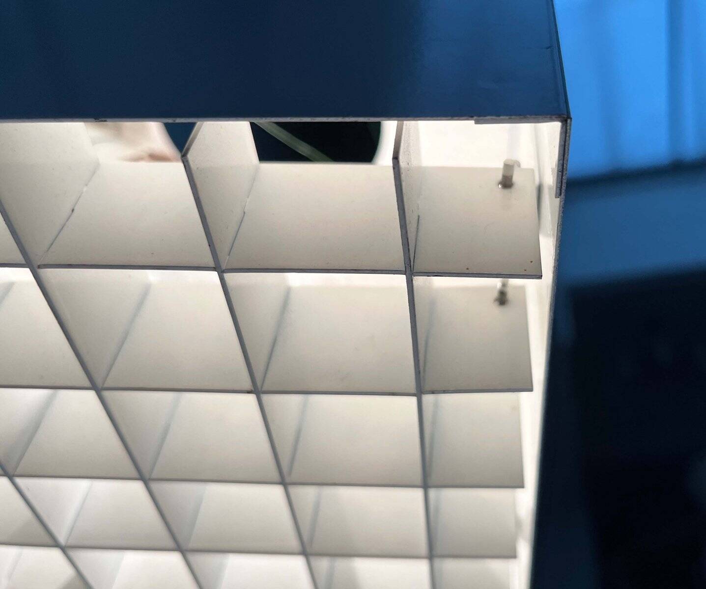 Modern minimalist cube ceiling light from the mid-century, Finland, 1960s.