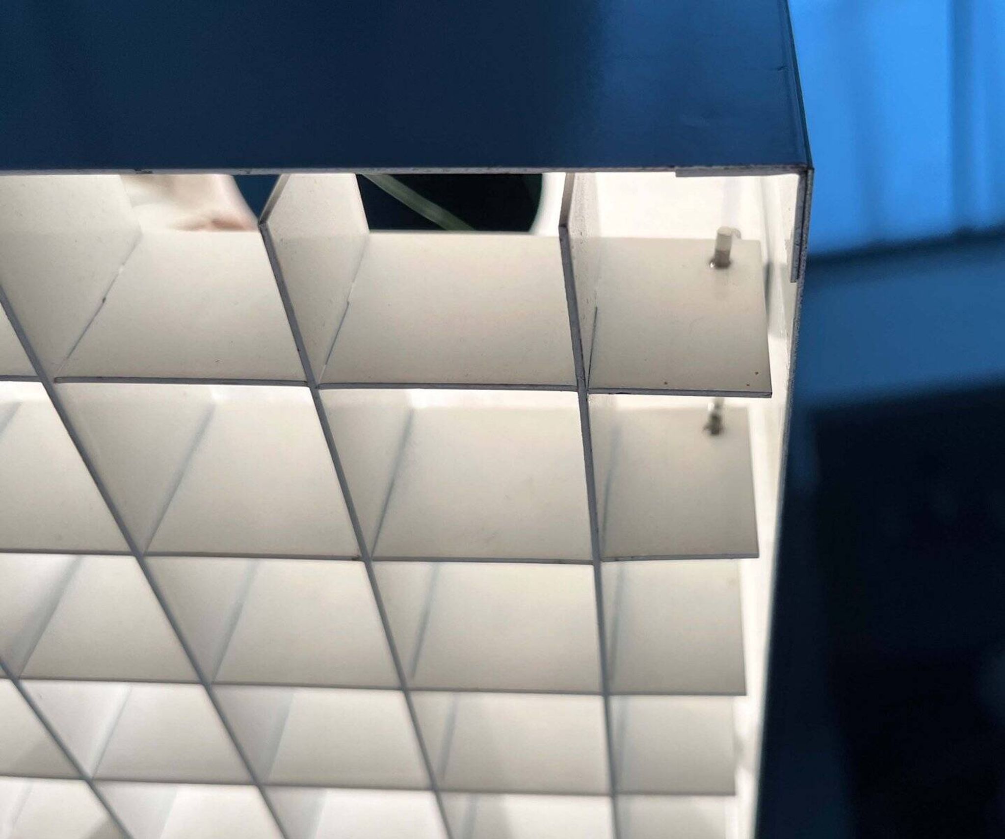 Modern minimalist cube ceiling light from the mid-century, Finland, 1960s.