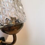 Double wall light in molded glass and brass