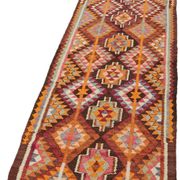 Turkish Handwoven Vintage Herki Kilim 90 cm x 328 cm