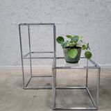 Table d'appoint modulaire en cubes chromés, années 1960 Poul Cadovius Série Abstracta