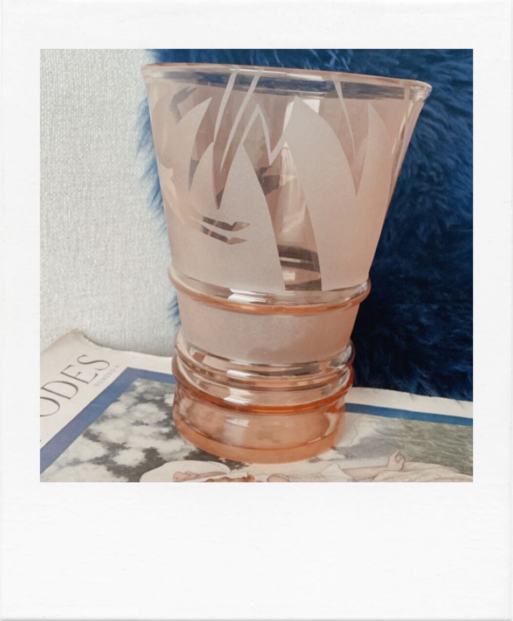 Pink granite glass vase