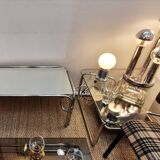 Mirror and chrome 70s glass coffee table