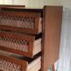 Vintage solid wood chest of drawers with rattan decor - 60s/70s