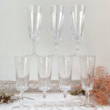7 Champagne flutes Cristal D'Arques model "VERSAILLES"