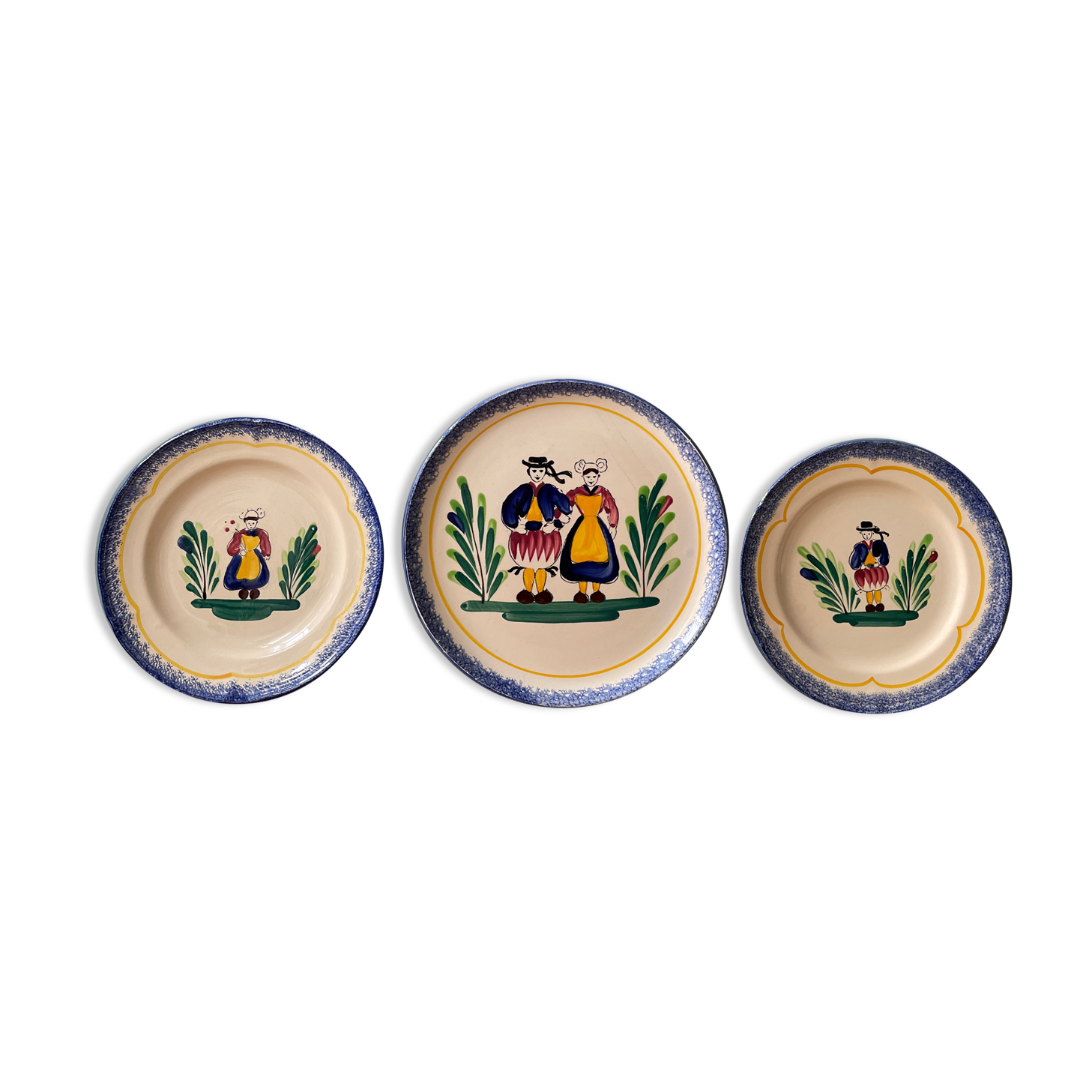 Set of 3 old plates MBFA Pornic, peninsula of Rhuys