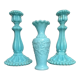 Pair of opaline candlesticks and its vase