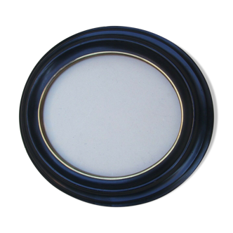 Cadre ovale laqué noir avec sa vitre soufflée - Napoléon III