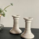 Pair of white ceramic candle holders