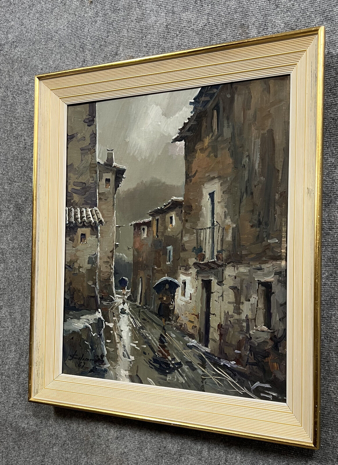 José Colomer: oil on canvas seen from a street in Gerona, Spain circa 1960