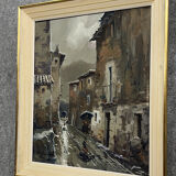 José Colomer: oil on canvas seen from a street in Gerona, Spain circa 1960
