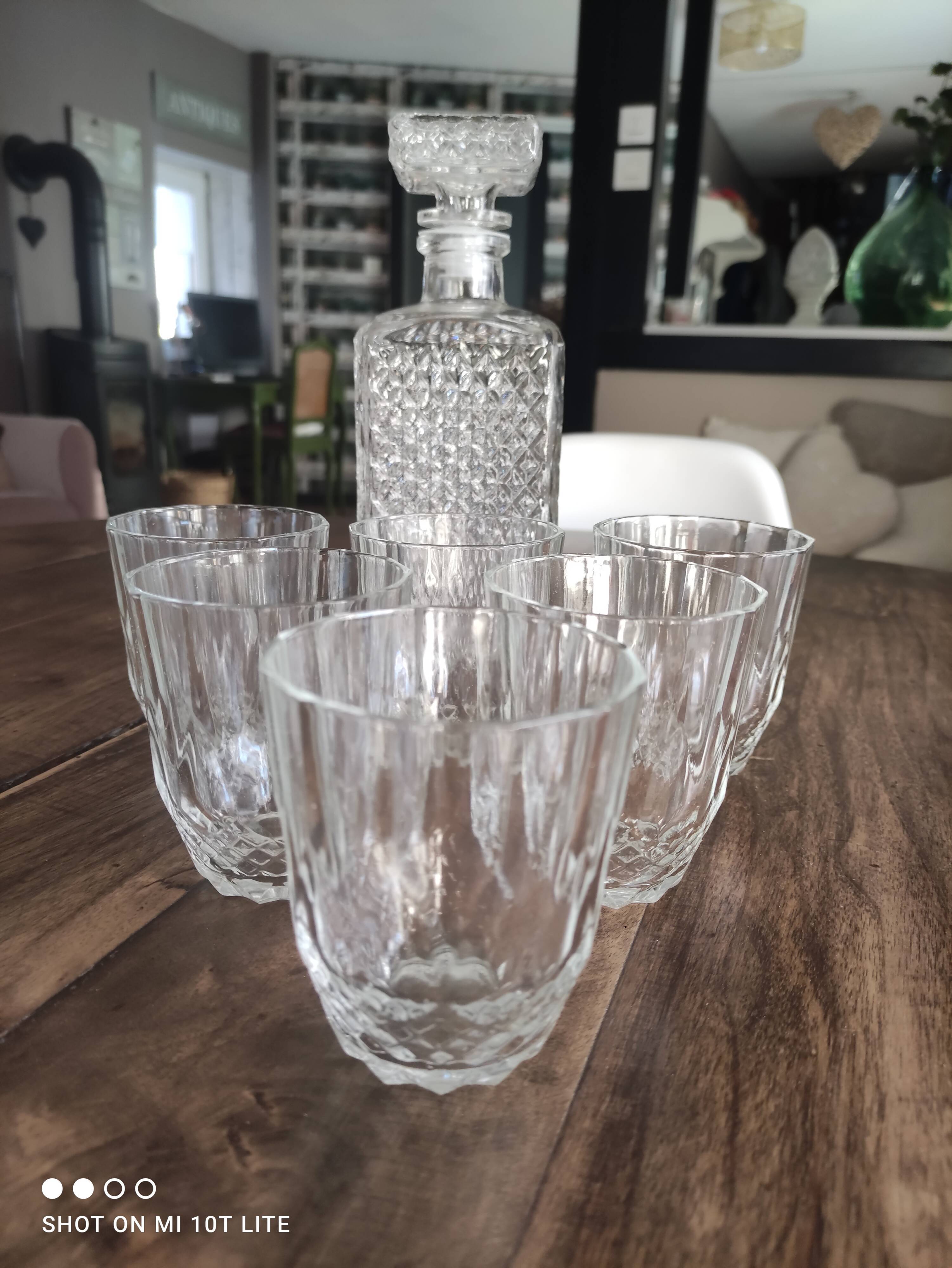 Whisky service 6pers 7pces italian glass A.Masserini