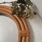 Rattan mirror, vintage 31cm