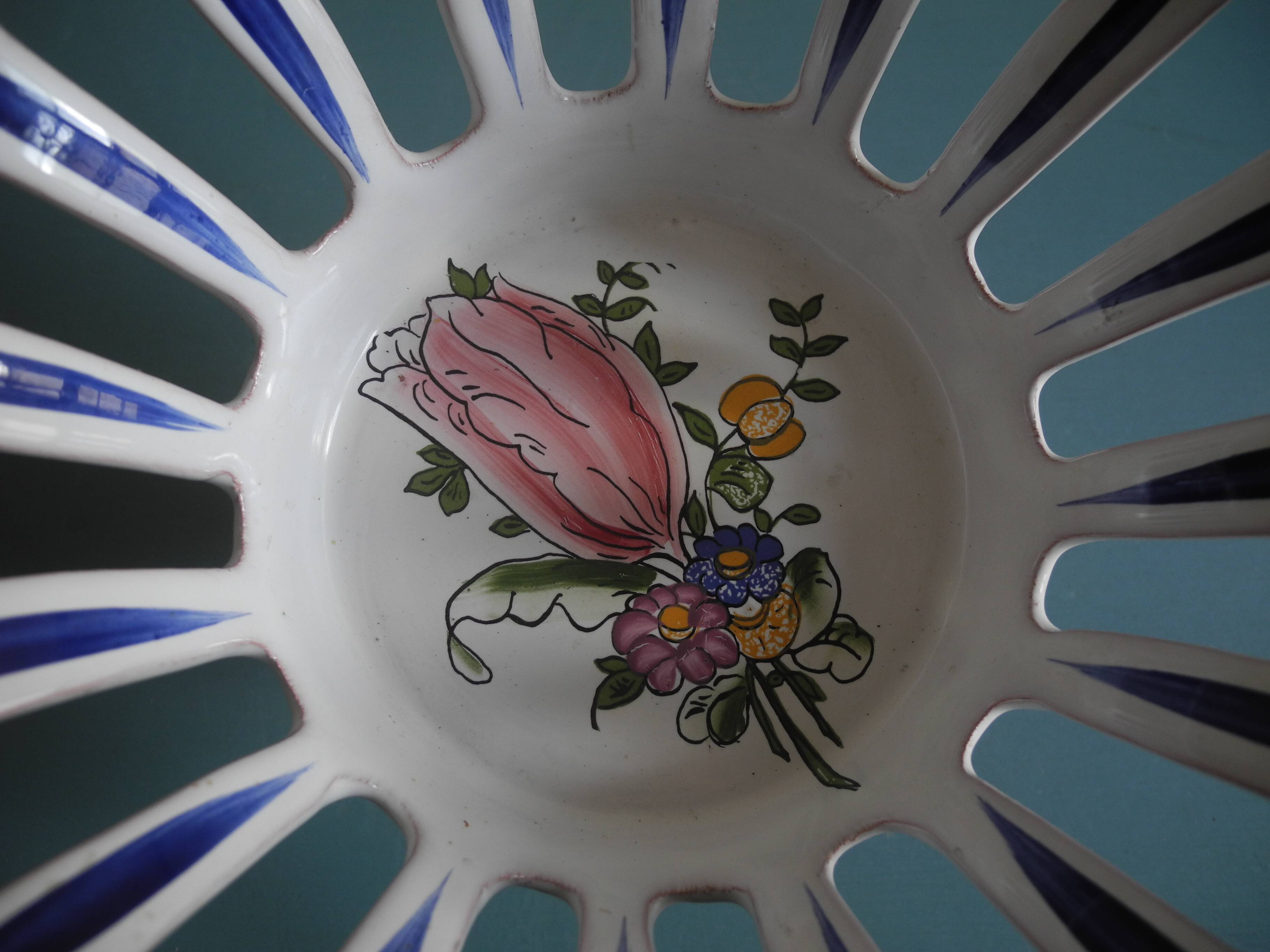 Vintage earthenware cup roullet renoleau charente antique faience cup