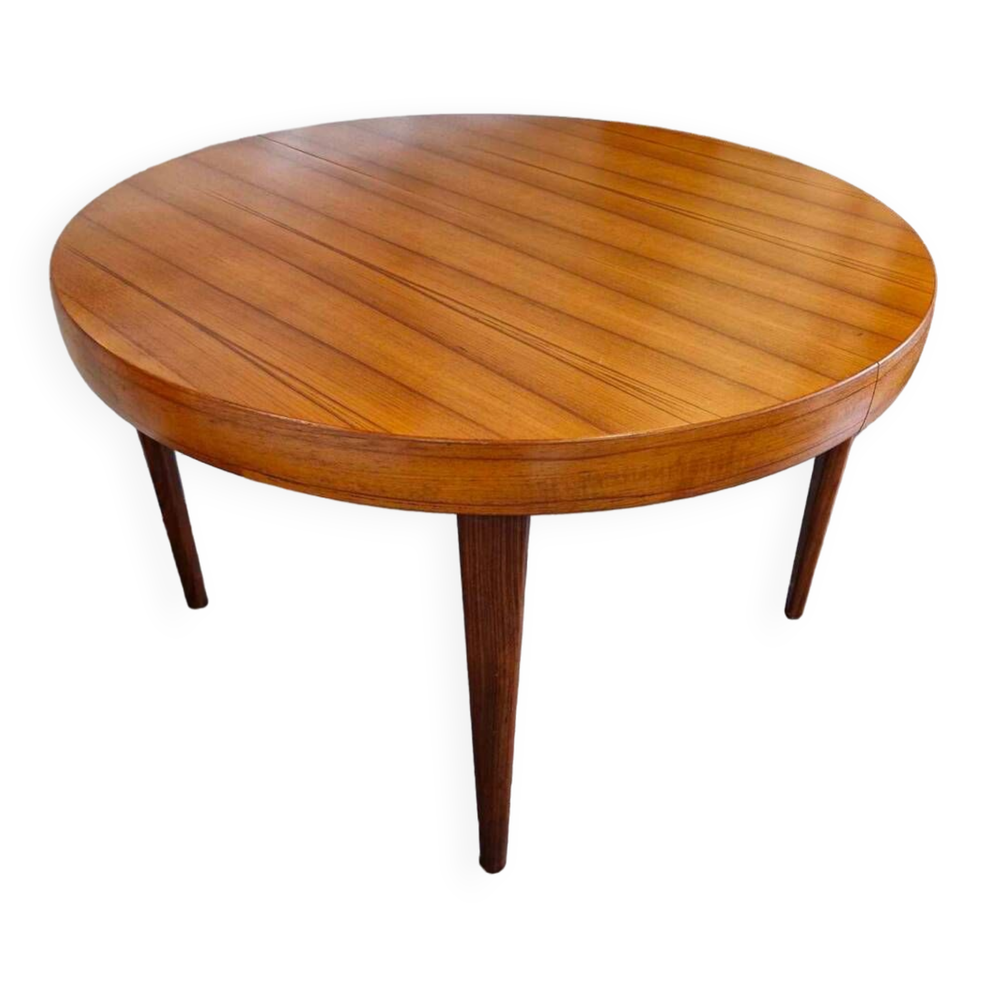 Scandinavian extendable teak round table, 1960s