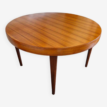 Table ronde extensible scandinave en teck, années 1960