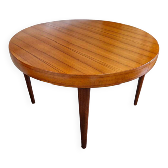 Table ronde extensible scandinave en teck, années 1960